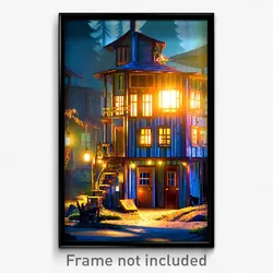 Pixel Art Poster - Wonderful Shack Tenement (8 Bit Psychedelic Video Game Print)