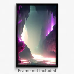 Pixel Art Poster - Cavernous Kingdom (8 Bit Psychedelic Trippy Video Game Print)
