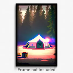 Pixel Art Poster - Original Camp (8 Bit Psychedelic Trippy Video Game Print)