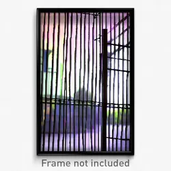Pixel Art Poster - Wire Frame Yard (8 Bit Psychedelic Trippy Video Game Print)