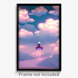 Pixel Art Poster - Cloudy Video Game (8 Bit Psychedelic Trippy Video Game Print)