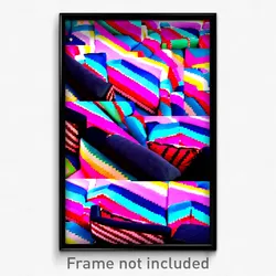 Pixel Art Poster - Zigzag Couch (8 Bit Psychedelic Trippy Video Game Print)