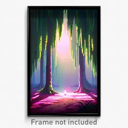 Pixel Art Poster - Simplistic Glade (8 Bit Psychedelic Trippy Video Game Print)