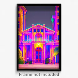 Pixel Art Poster - Electric Mansion (8 Bit Psychedelic Trippy Video Game Print)