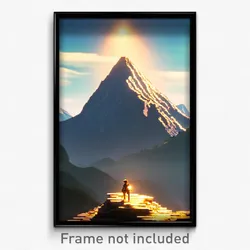 Pixel Art Poster - Cool Mountain (8 Bit Psychedelic Trippy Video Game Print)