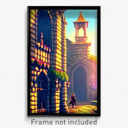 Pixel Art Poster - Quaint Chantry (8 Bit Psychedelic Trippy Video Game Print)