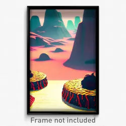 Pixel Art Poster - Sweet Desert (8 Bit Psychedelic Trippy Video Game Print)