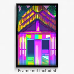 Pixel Art Poster - Glitch Art Gazebo (8 Bit Psychedelic Trippy Video Game Print)