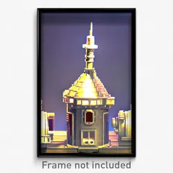 Pixel Art Poster - Plastic Turret (8 Bit Psychedelic Trippy Video Game Print)