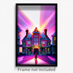 Pixel Art Poster - Imaginative Madhouse (8 Bit Psychedelic Video Game Print)