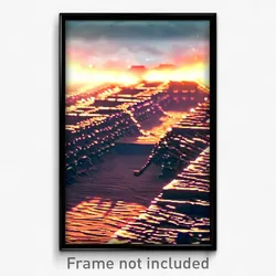 Pixel Art Poster - Energetic Trenches (8 Bit Psychedelic Video Game Print)
