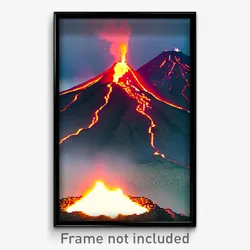 Pixel Art Poster - Dangerous Volcano (8 Bit Psychedelic Trippy Video Game Print)