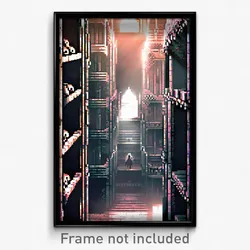 Pixel Art Poster - Dense Catacombs (8 Bit Psychedelic Trippy Video Game Print)