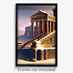 Pixel Art Poster - Bronze Acropolis (8 Bit Psychedelic Trippy Video Game Print)