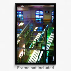Pixel Art Poster - Glass Stock Trading Floor (8 Bit Video Game Print)