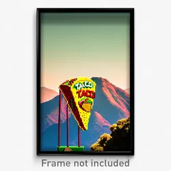 Pixel Art Poster - Mountainous Taco (8 Bit Psychedelic Trippy Video Game Print)