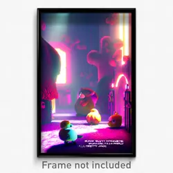 Pixel Art Poster - Mushy Menagerie (8 Bit Psychedelic Trippy Video Game Print)