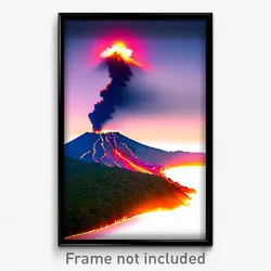 Pixel Art Poster - Gorgeous Volcano (8 Bit Psychedelic Trippy Video Game Print)