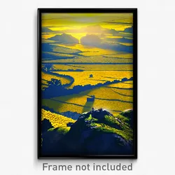 Pixel Art Poster - Yellow Landscape (8 Bit Psychedelic Trippy Video Game Print)