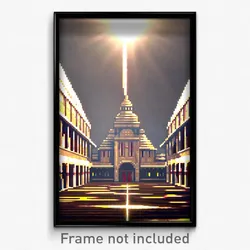 Pixel Art Poster - Giant Convent (8 Bit Psychedelic Trippy Video Game Print)