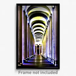 Pixel Art Poster - Conventional Colonnade (8 Bit Psychedelic Video Game Print)
