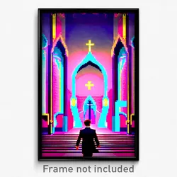 Pixel Art Poster - Velvety Parish (8 Bit Psychedelic Trippy Video Game Print)