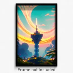 Pixel Art Poster - Swirly Rise (8 Bit Psychedelic Trippy Weird Video Game Print)