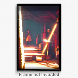 Pixel Art Poster - Warm Hideout (8 Bit Psychedelic Trippy Video Game Print)