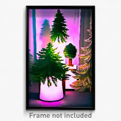 Pixel Art Poster - Evergreen Lamp (8 Bit Psychedelic Trippy Video Game Print)