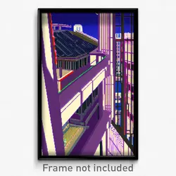 Pixel Art Poster - Urban Anime Architecture (8 Bit Psychedelic Video Game Print)