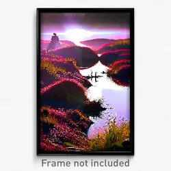 Pixel Art Poster - Reflecting Bog (8 Bit Psychedelic Trippy Video Game Print)