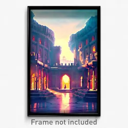 Pixel Art Poster - Shady Citadel (8 Bit Psychedelic Trippy Video Game Print)