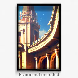 Pixel Art Poster - Imaginative Historical Architecture (8 Bit Video Game Print)