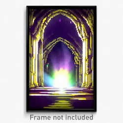 Pixel Art Poster - Stained Cavern (8 Bit Psychedelic Trippy Video Game Print)