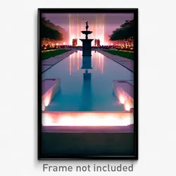Pixel Art Poster - Rectangular Fountain (8 Bit Psychedelic Video Game Print)