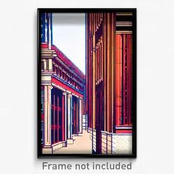 Pixel Art Poster - Stained American Architecture (8 Bit Video Game Print)