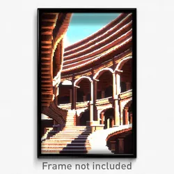 Pixel Art Poster - Curvy Ancient Architecture (8 Bit Video Game Print)