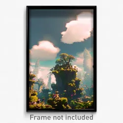 Pixel Art Poster - Cluttered Cloud Forest (8 Bit Psychedelic Video Game Print)