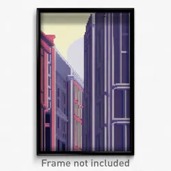 Pixel Art Poster - Muted Cartoon Architecture (8 Bit Video Game Print)