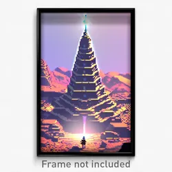 Pixel Art Poster - Buoyant Pyramid (8 Bit Psychedelic Trippy Video Game Print)
