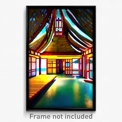 Pixel Art Poster - Blissful Hut (8 Bit Psychedelic Trippy Video Game Print)