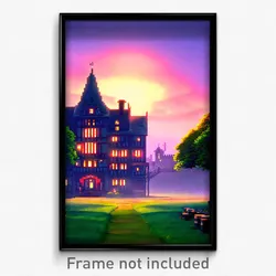 Pixel Art Poster - Basic Manor (8 Bit Psychedelic Trippy Weird Video Game Print)