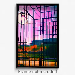 Pixel Art Poster - Wire Frame Austin (8 Bit Psychedelic Trippy Video Game Print)