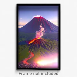 Pixel Art Poster - Puny Volcano (8 Bit Psychedelic Trippy Video Game Print)