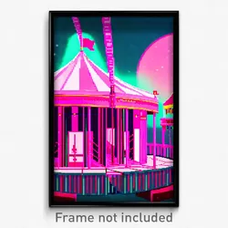Pixel Art Poster - Pink Circus (8 Bit Psychedelic Trippy Weird Video Game Print)