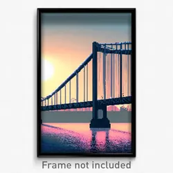 Pixel Art Poster - Negligible Bridge (8 Bit Psychedelic Trippy Video Game Print)