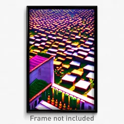 Pixel Art Poster - Acidic Apiary (8 Bit Psychedelic Trippy Video Game Print)