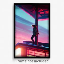 Pixel Art Poster - Adventurous Heights (8 Bit Psychedelic Video Game Print)