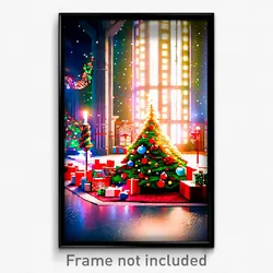 Pixel Art Poster - Terrific Christmas (8 Bit Psychedelic Video Game Print)