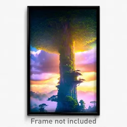 Pixel Art Poster - Prestigious Cloud Forest (8 Bit Psychedelic Video Game Print)